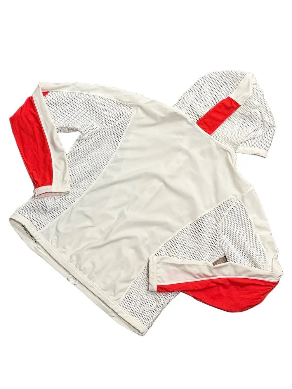 Nike Dri Fit Mesh Jacket with Hood, White with Orange Detail | Size Medium